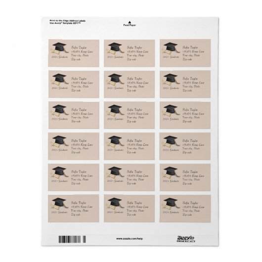 Étiquette de adresse diplômé (Feuille entière)