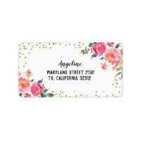 Étiquette de adresse d'or rose printanier