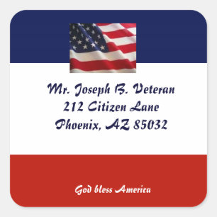 étiquette de adresse du drapeau patriotique amér