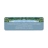 Étiquette de adresse du lac d'aquarelle bleu bleu  (Devant)