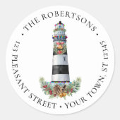 Étiquette de adresse du phare de Noël nautique (Devant)