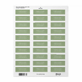 Étiquette de adresse élégant Sage Green (Feuille entière)