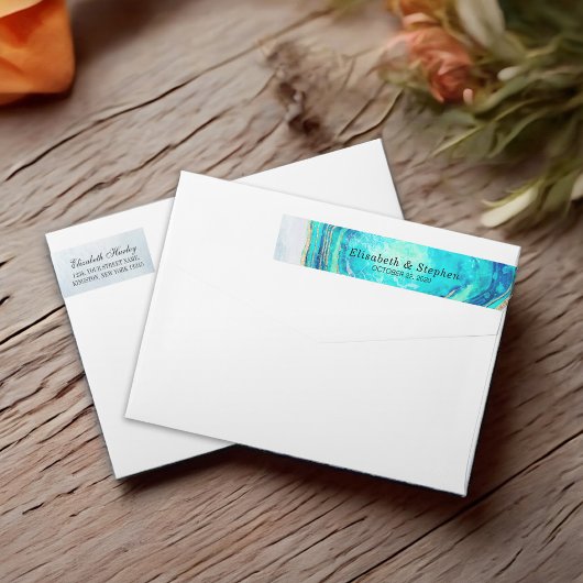 Étiquette de adresse Élégant Turquoise moderne Gol