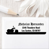 Étiquette de adresse en silhouette de moto noir et (En situation)