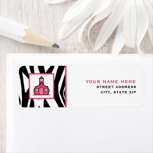Étiquette de adresse enseignant - Zebra Print (En situation)