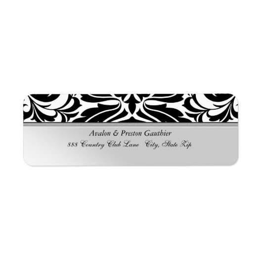 Étiquette de adresse Faux Metal Black Mariage dama (Devant)