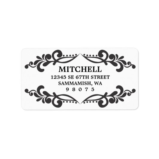 Étiquette de adresse Filigree (noir) (Devant)