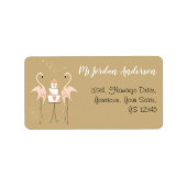 étiquette de adresse Flamant rose Mariage (Devant)
