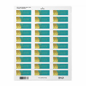 Étiquette de adresse : Flèches d'or et Turquoises (Feuille entière)
