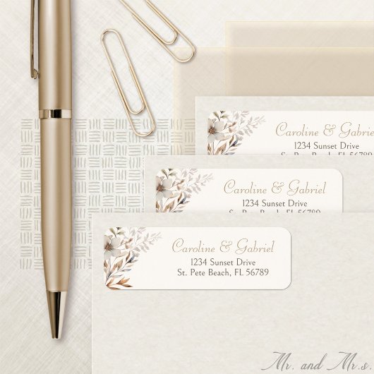 Étiquette de adresse Fleur sauvage d'automne