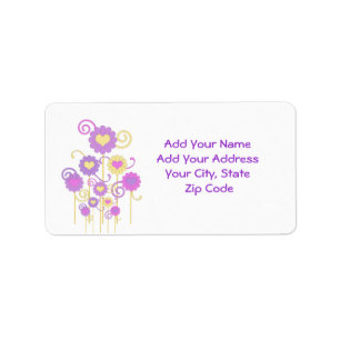 Étiquette de adresse, fleurs numériques colorée