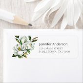 Étiquette de adresse floral blanc Magnolia (En situation)