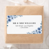 étiquette de adresse floral bleu (En situation)