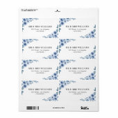 étiquette de adresse floral bleu (Feuille entière)