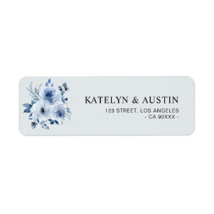 étiquette de adresse floral bleu-duché