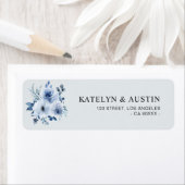 Étiquette de adresse floral bleu foncé (En situation)