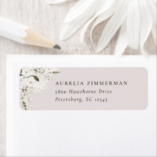 Étiquette de adresse floral bohème blanc