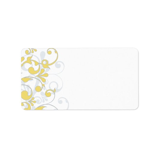 Étiquette de adresse floral gris jaune Mariage bla (Devant)