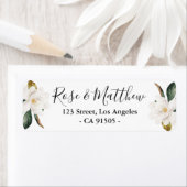 Étiquette de adresse floral Magnolia (En situation)