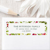 Étiquette de adresse floral moderne de Noël (En situation)