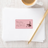 Étiquette de adresse floral rose et Brown (En situation)