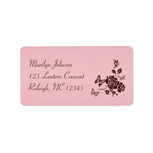 Étiquette de adresse floral rose et Brown (Devant)
