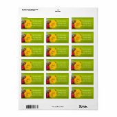 Étiquette de adresse floral rose jaune (Feuille entière)