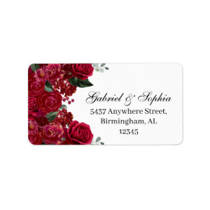 Étiquette de adresse Floral rouge