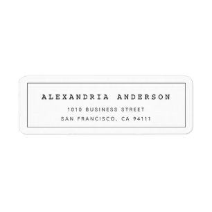 Étiquette de adresse frontalier blanc minimaliste