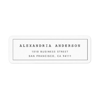 Étiquette de adresse frontalier blanc minimaliste