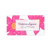 Étiquette de adresse Fuchsia Coral Flowers Grey Do (Devant)