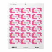 Étiquette de adresse Fuchsia Coral Flowers Grey Do (Feuille entière)