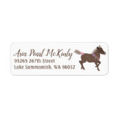 Étiquette de adresse Galloping Brown Pony Pink Flo (Devant)