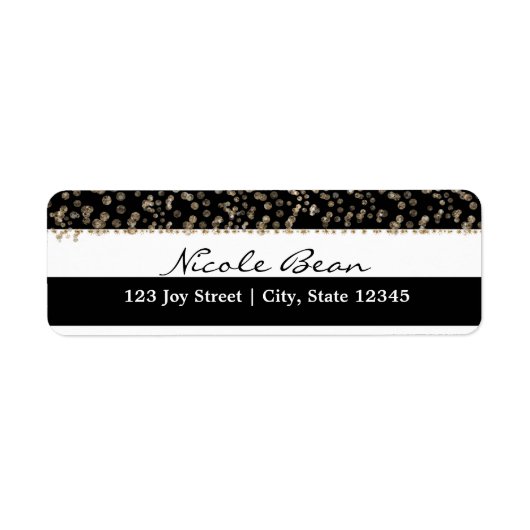Étiquette de adresse Gold Hollywood noir et blanc (Devant)