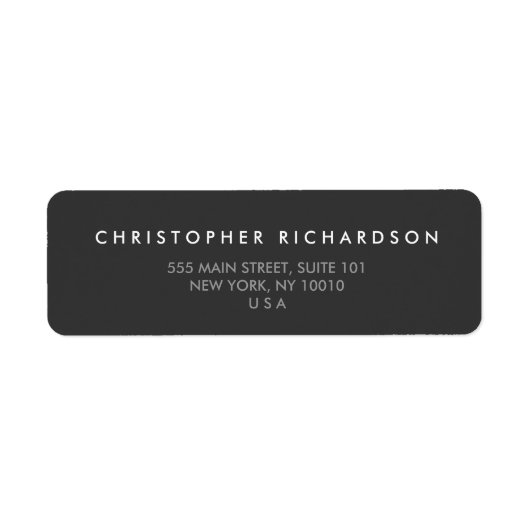 ÉTIQUETTE DE ADRESSE gris foncé MODERNE et MINIMAL (Devant)
