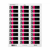 Étiquette de adresse Hot rose et noir Damask  (Feuille entière)