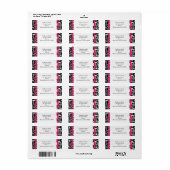 Étiquette de adresse Hot rose et noir Damask (Feuille entière)