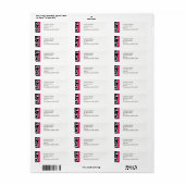 Étiquette de adresse Hot rose et noir Damask (Feuille entière)