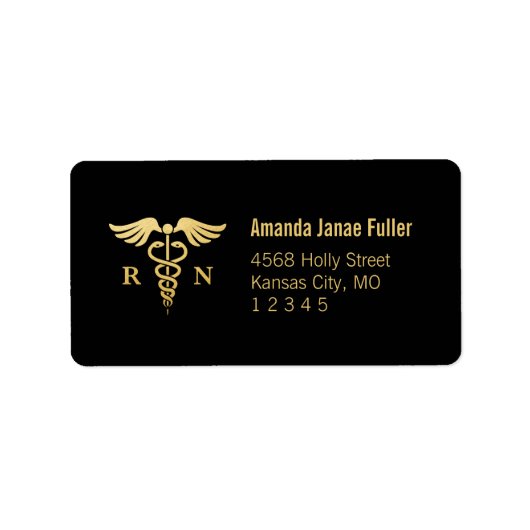 Étiquette de adresse infirmier personnalisé Gold & (Devant)