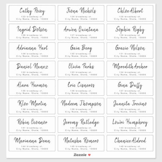 Étiquette de adresse invité du mariage de script d (Feuille)