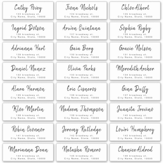 Étiquette de adresse invité du mariage de script d (Devant)