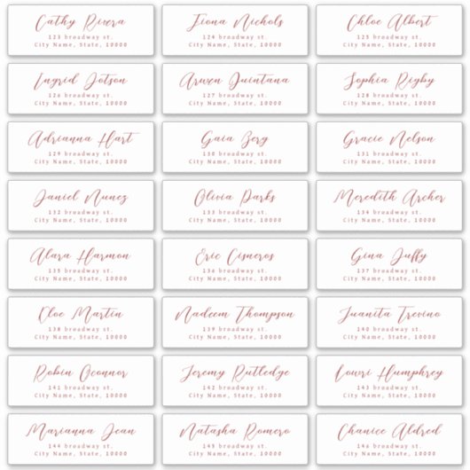 Étiquette de adresse invité du mariage de script R (Devant)