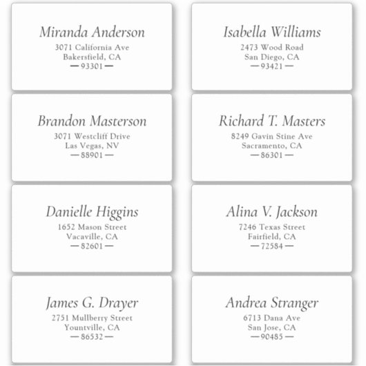 Étiquette de adresse invité noir et blanc simple (Devant)