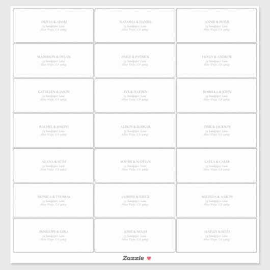 Étiquette de Adresse Invité Vert Sage Foncé Transp (Feuille)