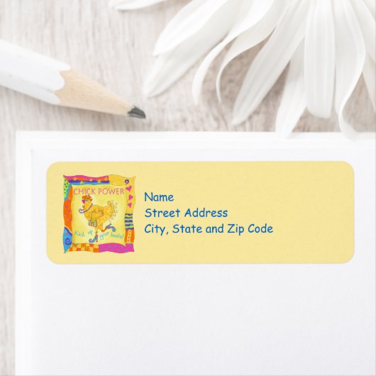 Étiquette de adresse Jaune Chick Power (En situation)