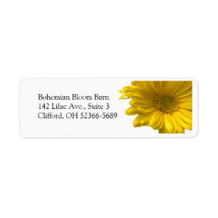 Étiquette de adresse jaune de marguerite de