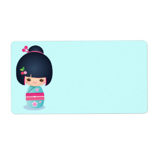 Étiquette de adresse Kokeshi Cherry