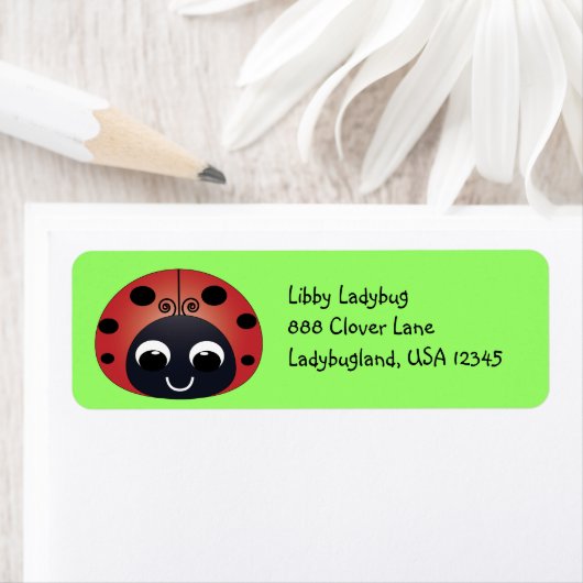 Étiquette de adresse Ladybug (En situation)