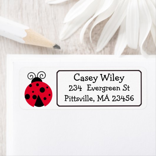 Étiquette de adresse Ladybug simple (En situation)