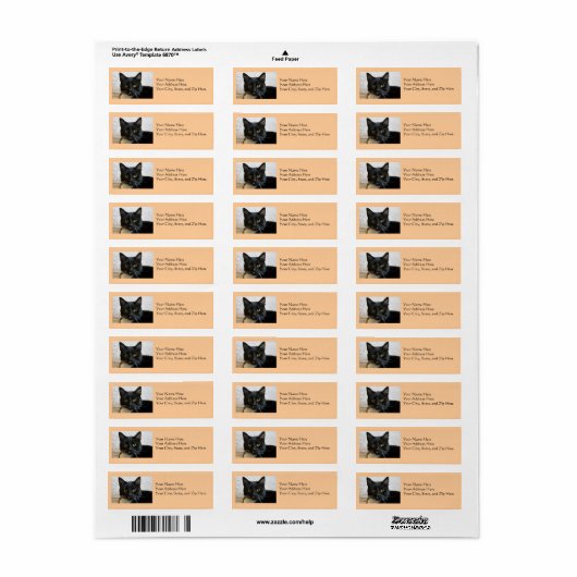 Étiquette de adresse : Lilly le chat (Feuille entière)